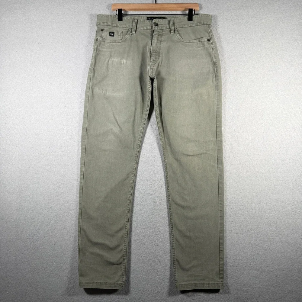 Oakley Slim Fit Pants Mens 34W 32L Olive Green 5-Pocket Casual 421868 FA15
